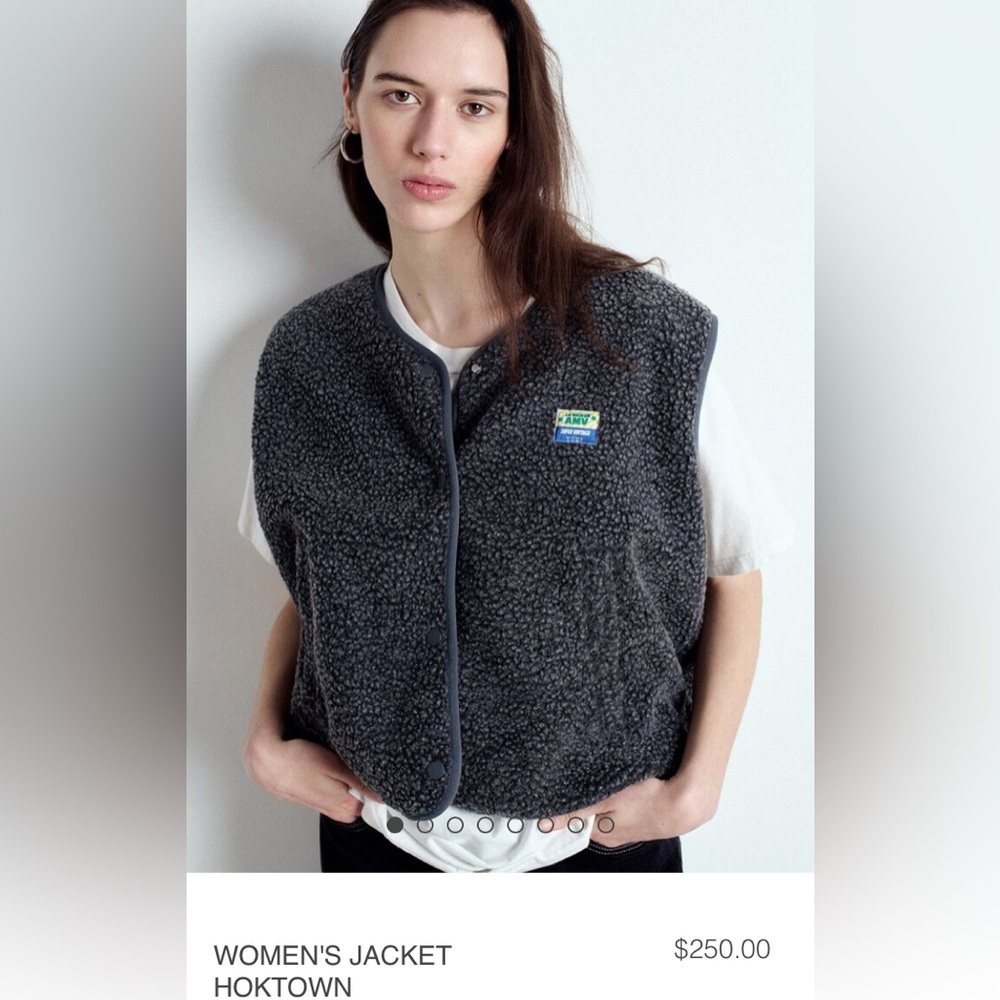 New American Vintage Light Women's Fleece Cropped Vest Hoktown Melange Charcoal